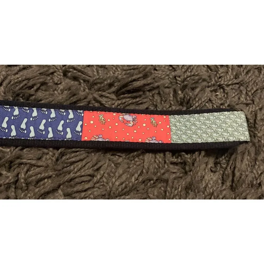Vineyard Vines patchwork design double ring belt cotton Medium